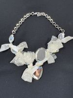 Blugirl Necklace, silver chain and rhinestones,