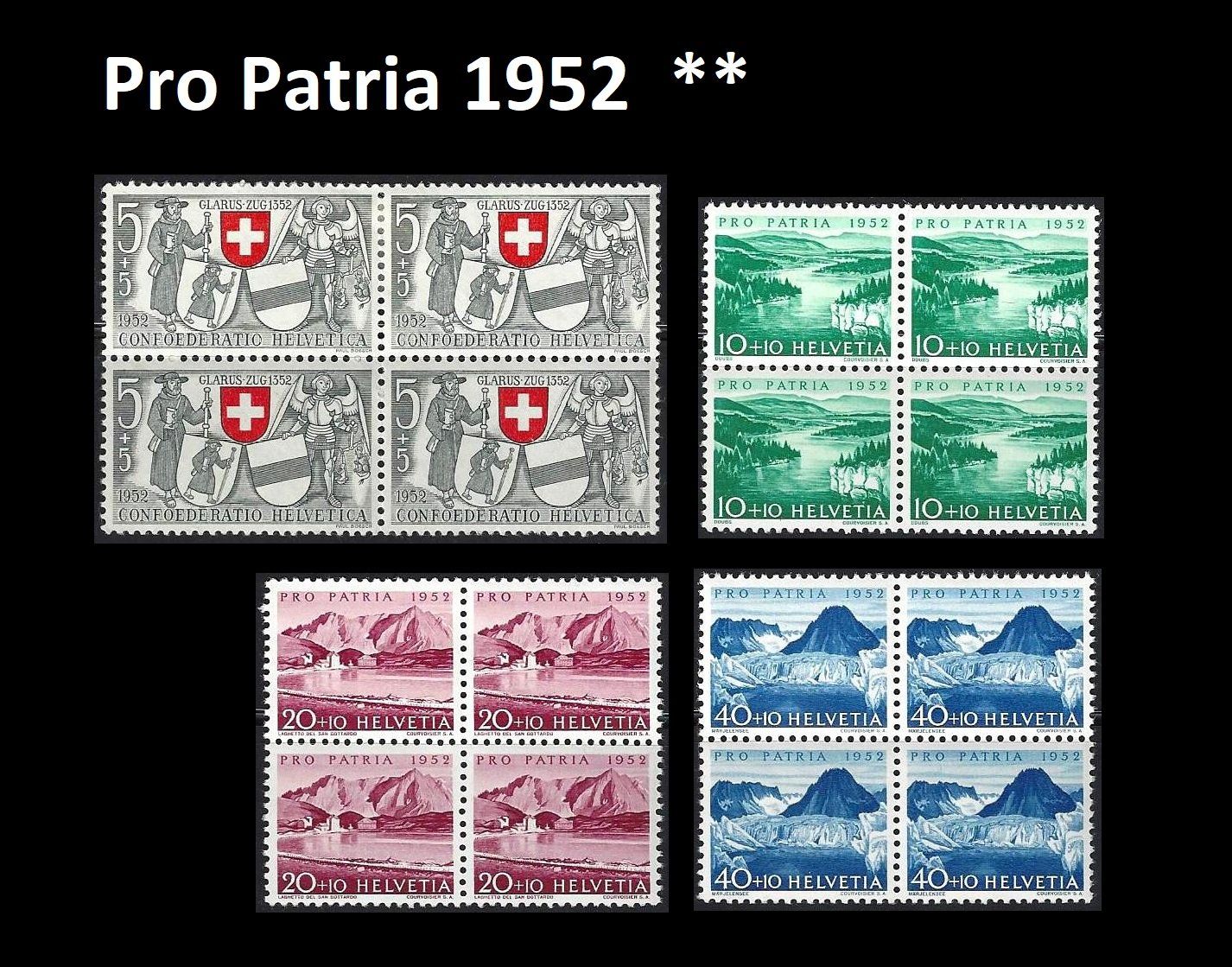 Tutti i francobolli: Pro Patria 1952, Viererblöcke postfrisch – Usato da Baar venduto da miam8