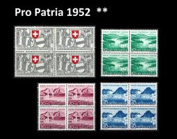 Pro Patria 1952, Viererblöcke postfrisch