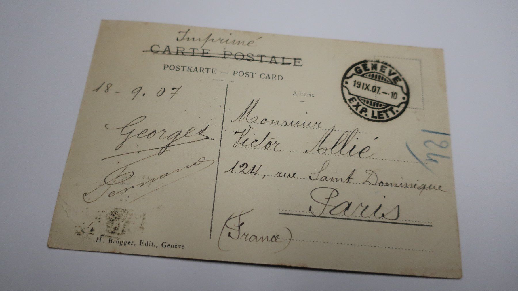 Cartoline postali: Genève un coup de bise 1907 – Usato da Cormoret venduto da Pascalll2001 2