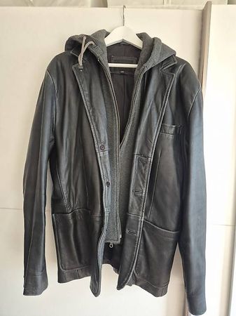 Navyboot Lederjacke Gr. 50 mit abnehmbarer Kapuze