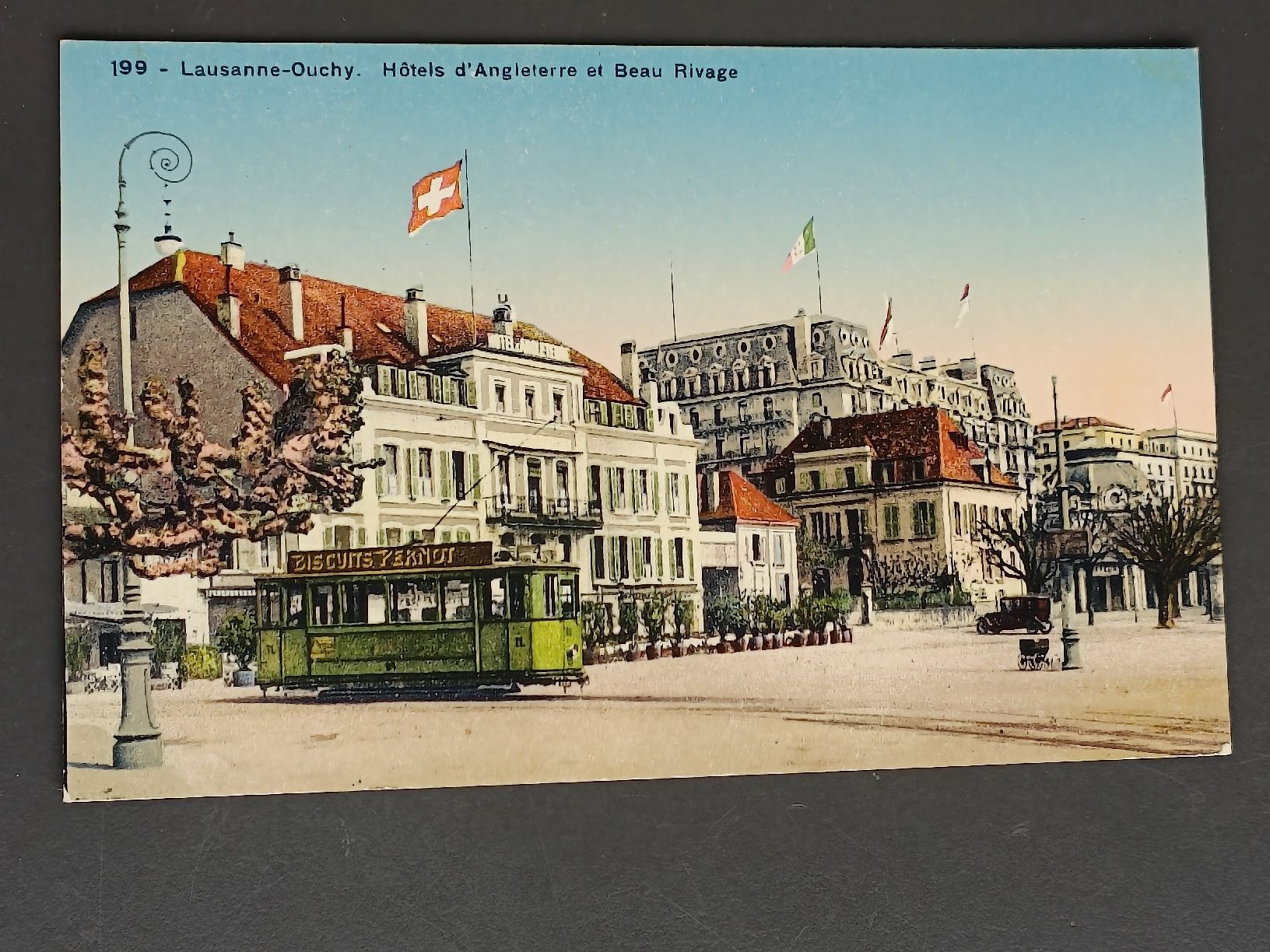 Alte PK / Lausanne Ouchy Hotels mit Elektr Tram ca 1910 (Gebraucht