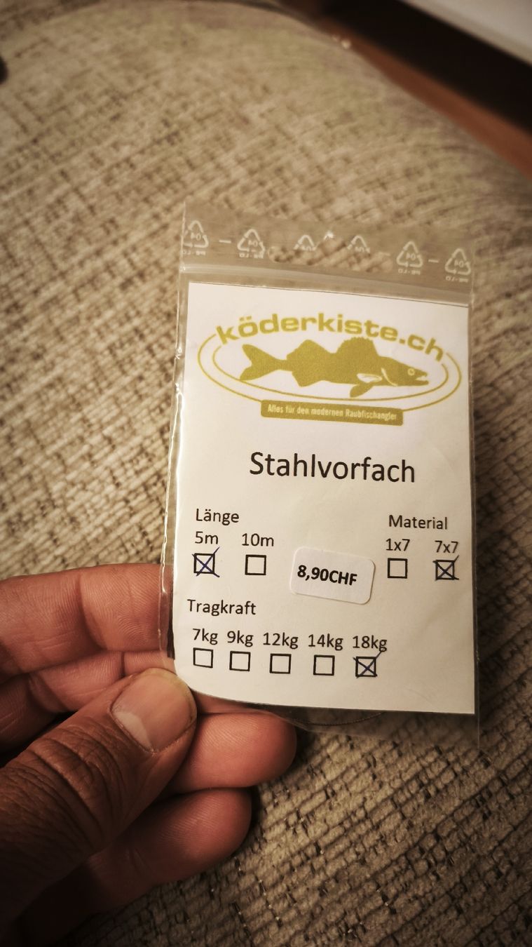 Esche: Stahlvorfach 18Kg / 7x7 / 5 Meter – Nuovo e nell'imballaggio originale da Sarnen venduto da sebalant