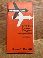 Swissair Flugplan 1978