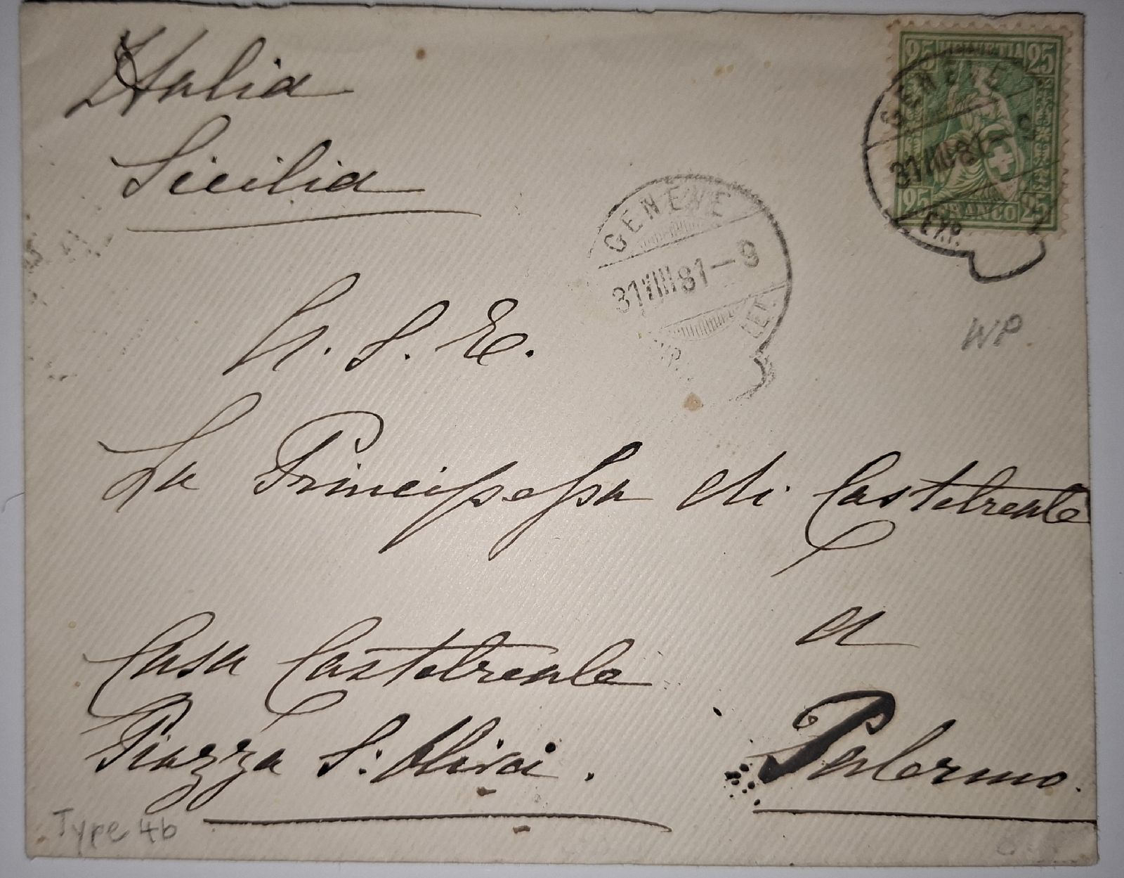 Tutti i francobolli: Sackstempel Sitzende Helvetia Nr. 40 – Usato da Balgach venduto da SIMEON27