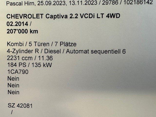 Chevrolet Captiva Anhangelast