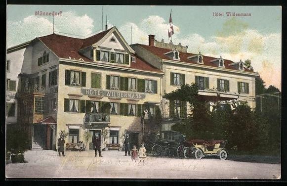 Cartoline postali: Männedorf, Ansicht vom Hotel Wildenmann – Usato da Berlin venduto da bartko-reher