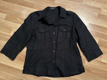 Damen Leinen Bluse von In Linea, Gr. L, Schwarz