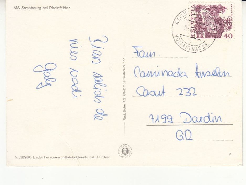 Cartoline postali: MS Strasbourg 1983 – Usato da Bürglen TG venduto da StampGraf 1