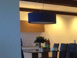 Hängeleuchte Deckenlampe Stoffschirm dunkelblau guter Zus...