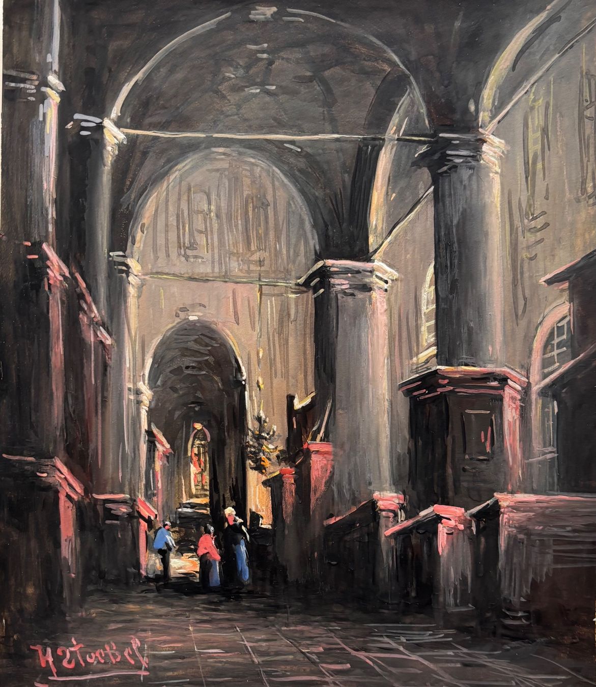 Gemälde: ANTIK Gouache, signiert – Gebraucht aus Frauenfeld von Merk52