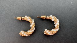 Creolen Ohrringe mit Perlen goldfarben