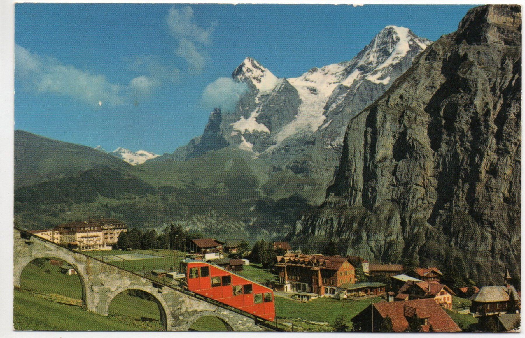 Ansichtskarten: MÜRREN BAHN Eiger und Mönch mit Allmendhubelbahn – Gebraucht aus Jona von philajona