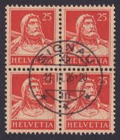 Nr. 155 Tell, Viererblock Zentrumstempel SIGNAU, Kat: 340.-