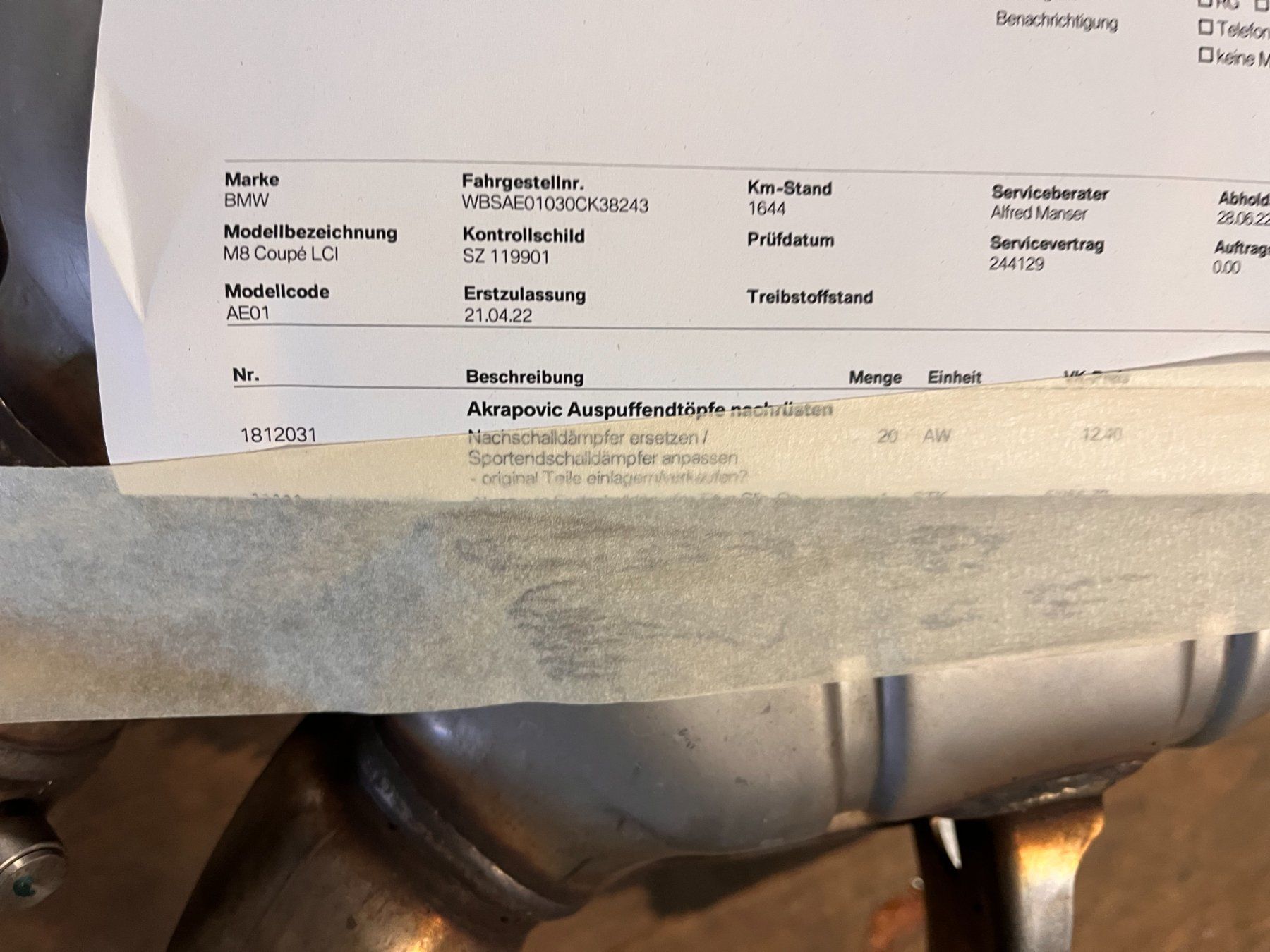 Sistemi di scarico: BMW Orginalausspuff M8 F91/92 – Usato da Appenzell venduto da Sefaag 1