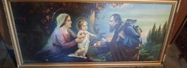 Gemälde Heilige Familie mit Rahmen, gebraucht 130×60