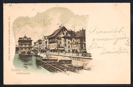 AK Zürich, Partie am Rathausquai, 1899