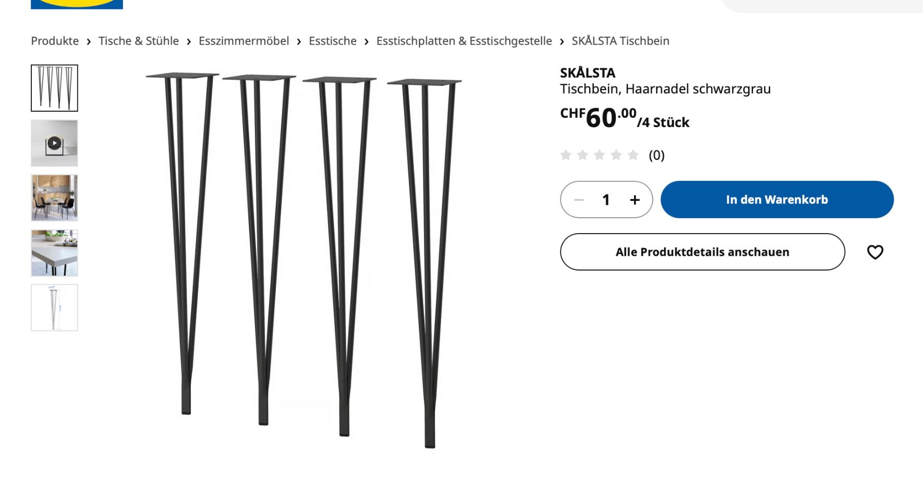 Ikea Altri mobili: ikea skalsta Tischbein 2 Stk. – Nuovo e nell'imballaggio originale da Sennwald venduto da mva_cj9y