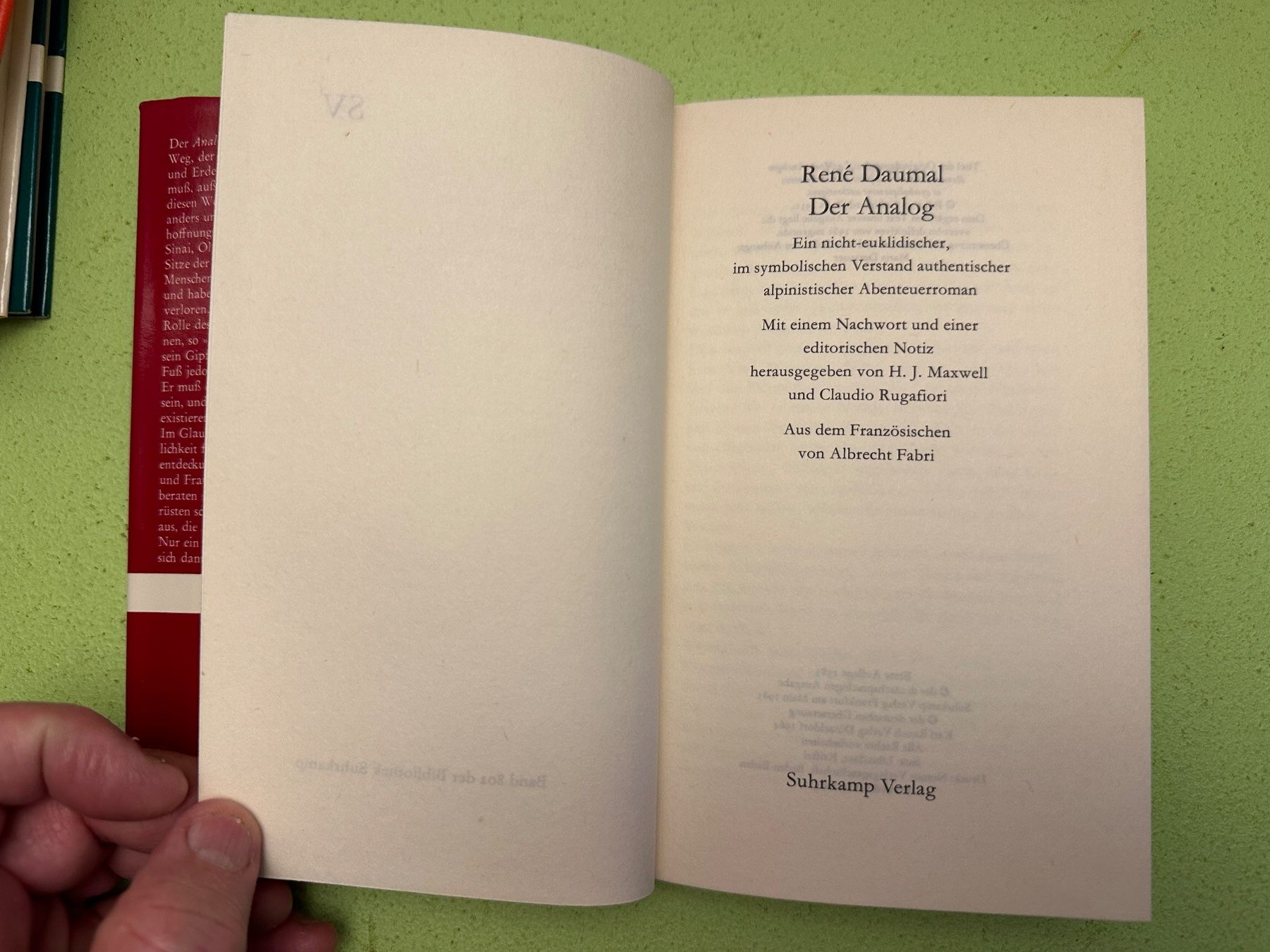 Libri: René Daumal: Der Analog – Usato da Zürich venduto da allp 2