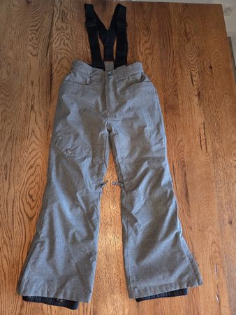 Grey Ski Pants with Suspenders Grey Waterproof Windproof Use