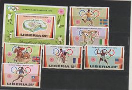 Liberia 826-831 A und Block 60 A ** Olympia 1972 München