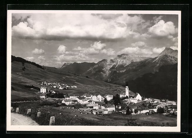 Cartoline postali: Fetan /Engadin, Teilansicht mit Bergen – Usato da Berlin venduto da bartko-reher