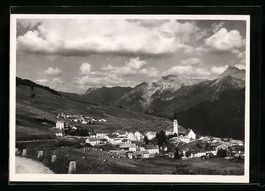Fetan /Engadin, Teilansicht mit Bergen