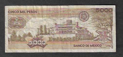 Banconote: Mexico  5.000  Pesos  1989  Gebraucht – Usato da Gordola venduto da coinsandnotes 1