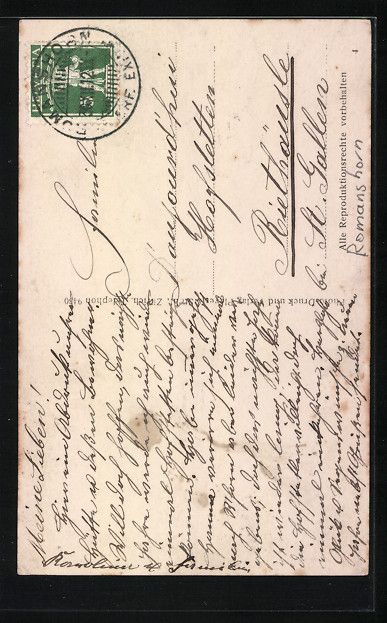 Cartoline postali: Romanshorn, Weisses Haus mit Bewohnern a – Usato da Berlin venduto da bartko-reher 1
