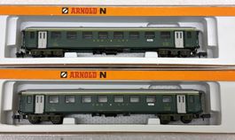 arnold 3710 N= 2x Personenwagen SBB A4 2301 1. Klasse - grün