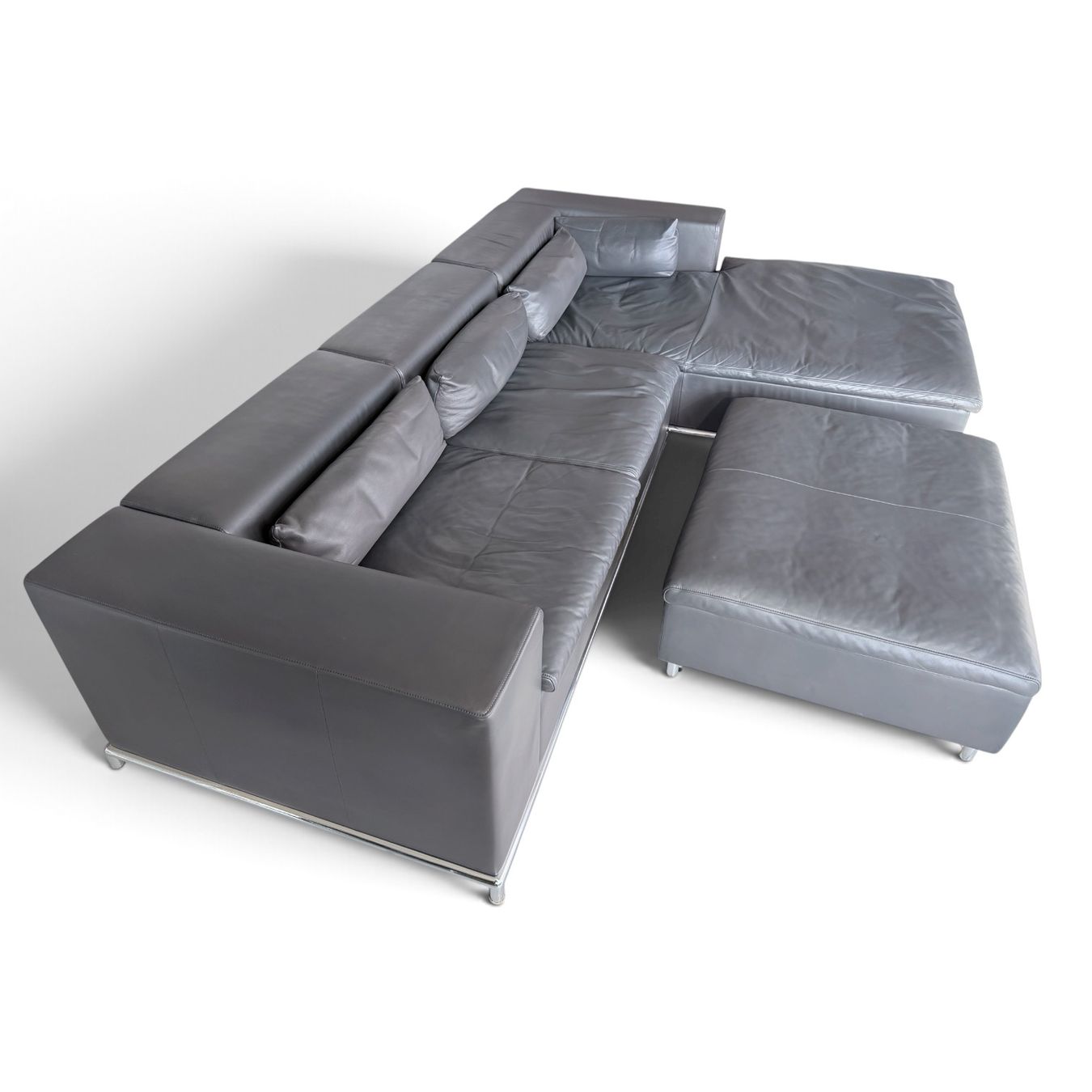 De Sede Divani: de Sede DS-7 Ecksofa mit Hocker in grauem Leder – Usato da Au ZH venduto da Matys74 3