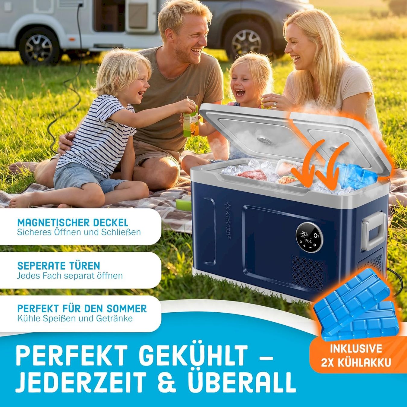 Mobicool Frigoriferi & Refrigeratori: KESSER Kompressor Kühlbox 49L navyblau – Nuovo e nell'imballaggio originale da Bottighofen venduto da zaap 4
