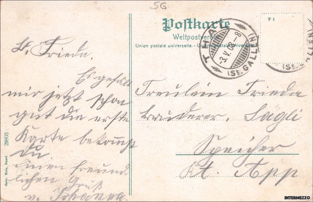 Cartoline postali: Thal SG mit Bodensee // 1908 – Usato da Basel venduto da intermezzo12 1