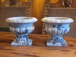 2x Pflanzschalen Antik Stil grau Steinoptik Urne