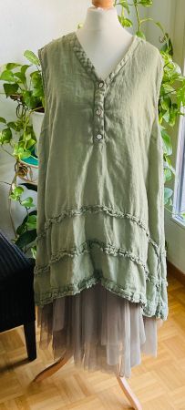 Sublime tunique pur lin vert olive GRIZAS, t. L, Lagenlook