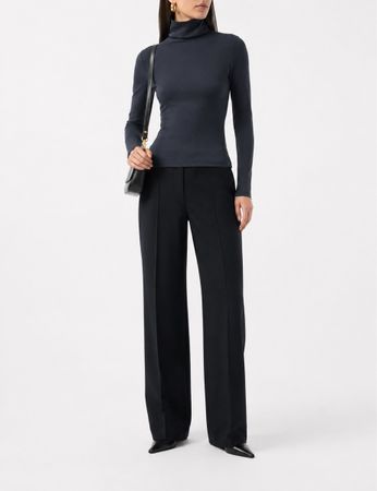 Wolford Turtleneck Rollkragen Blue Gray Cotton Stretch