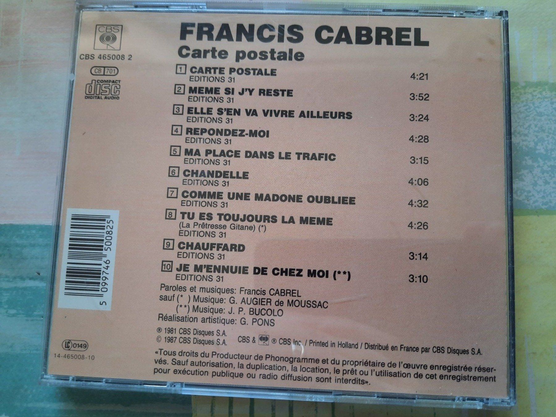 CD: Cd Francis Cabrel - Carte Postale  – Usato da Pully venduto da bro_n52j 1