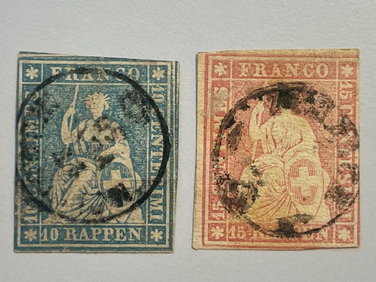 Tutti i francobolli: Strubel #27 + #28 – Usato da Küssnacht am Rigi venduto da POSTOMASTER