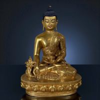 Medizin Buddha Figur Nepal 27cm 24K vergoldet Kupfer Bronze
