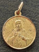 antiker Jesus Anhänger vergoldet gold HUGUENIN 16mm Medaille