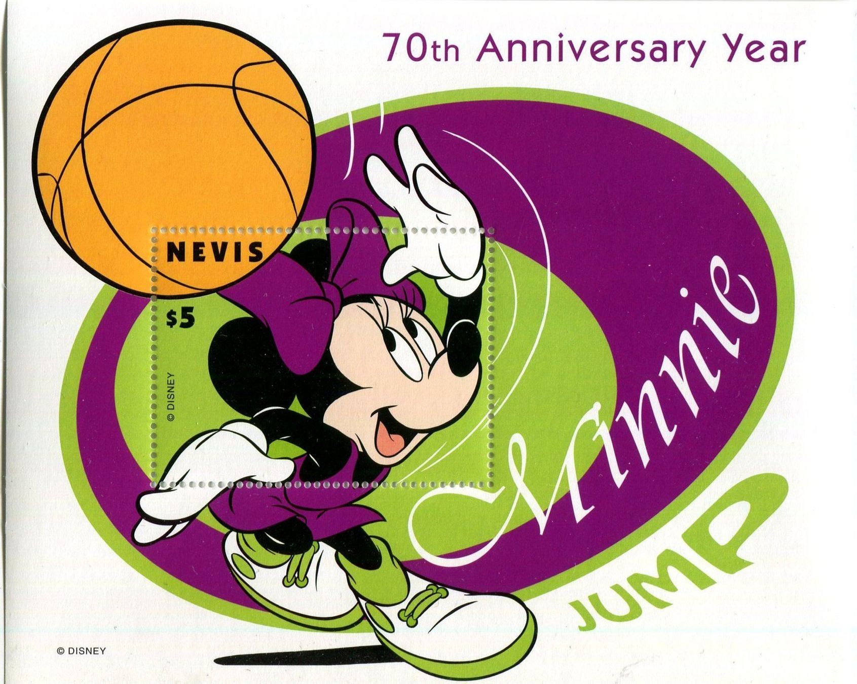 Alle Briefmarken: Block "Walt Disney. Minnie Maus". Nevis. – Neu und originalverpackt aus Basel von Butsch5