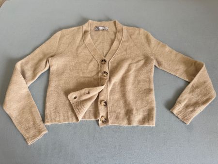 ZARA STRICKJACKE, GR. S, BEIGE, 22%ALPACA, 18%WOLLE, LEICHT