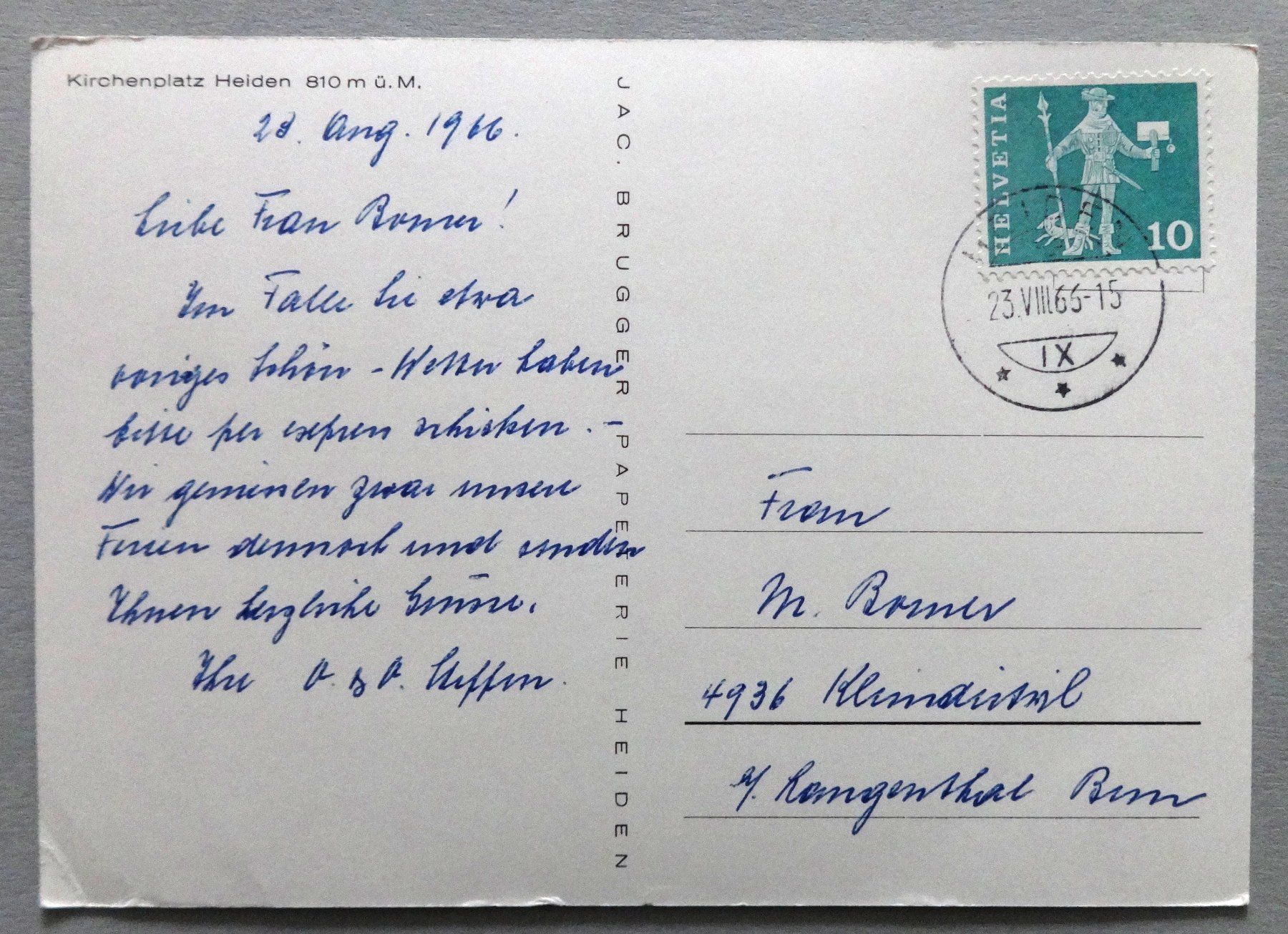 Cartoline postali: Kirchenplatz Heiden 810 m ü.M. – Usato da Fétigny venduto da Billy2miny 1