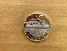 Liberia 10 $ 1999 , Titanic , 25,1 gram , 0.925 AG