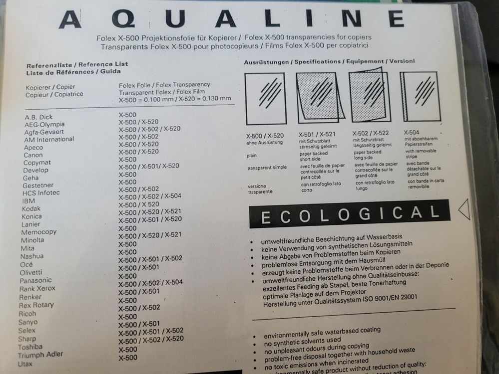Fogli trasparenti: diverse Folex Kopierfolien X-478 X485 X-500 für Farbkopierer – Nuovo (secondo la descrizione) da Zimmerwald venduto da ab1Franken 3