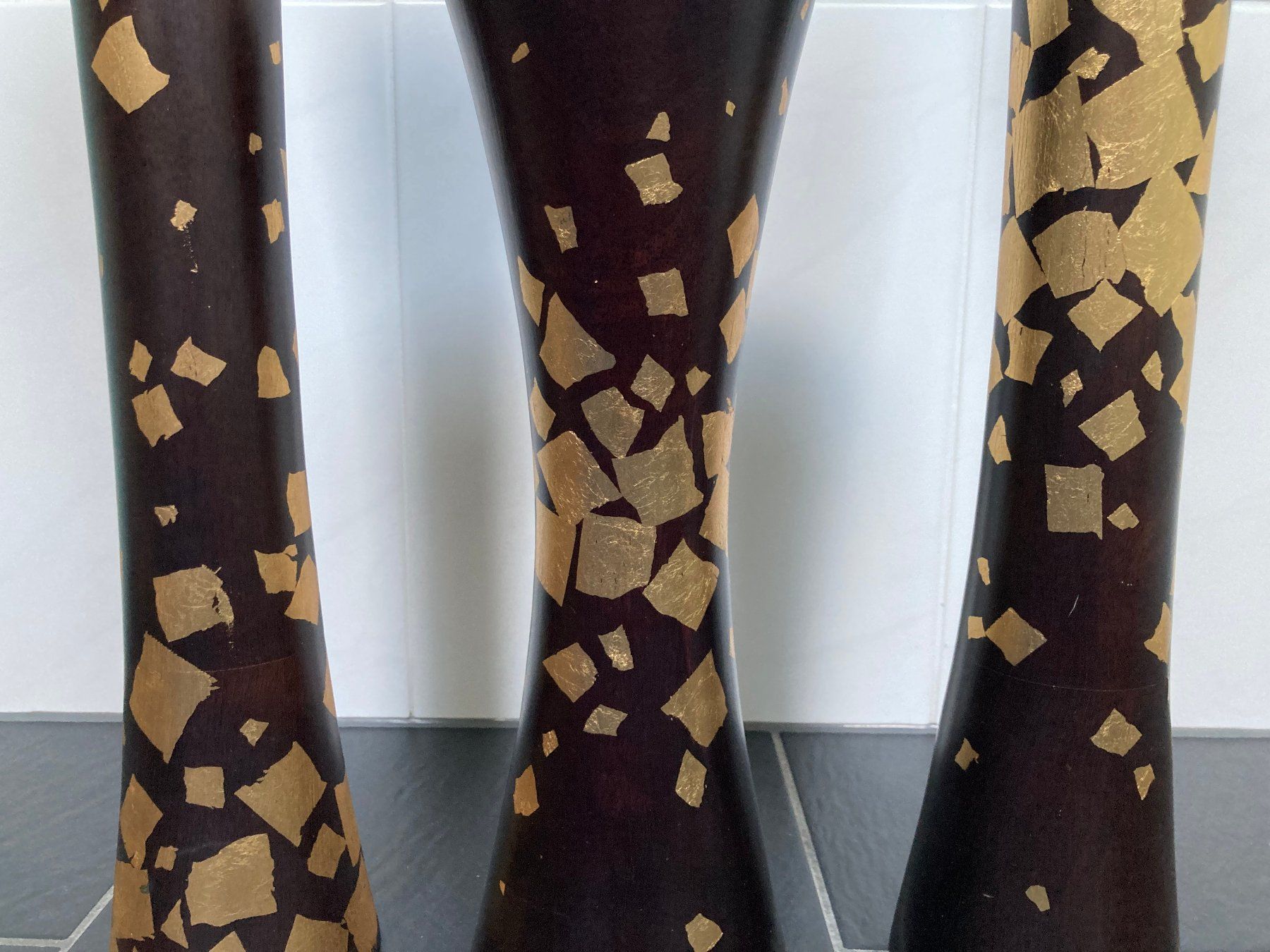 Vasi & Recipienti: 3 exclusive Vasen aus Holz mit Gold – Usato da Büsingen venduto da aue_2mh6 1