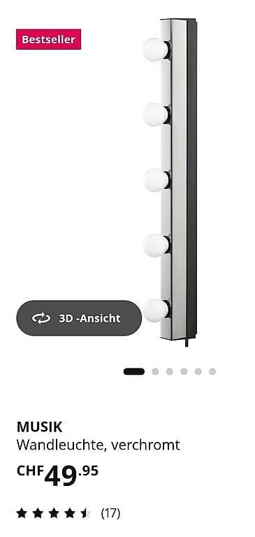 Lampade: Ikea Wandleuchte verchromt – Usato da Kölliken venduto da Rose082