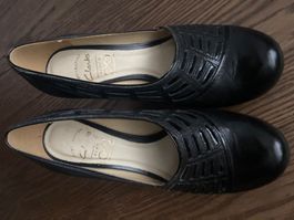 hochwertige Damen Lederpumps; Gr.37, schwarz, Kitten-Absatz