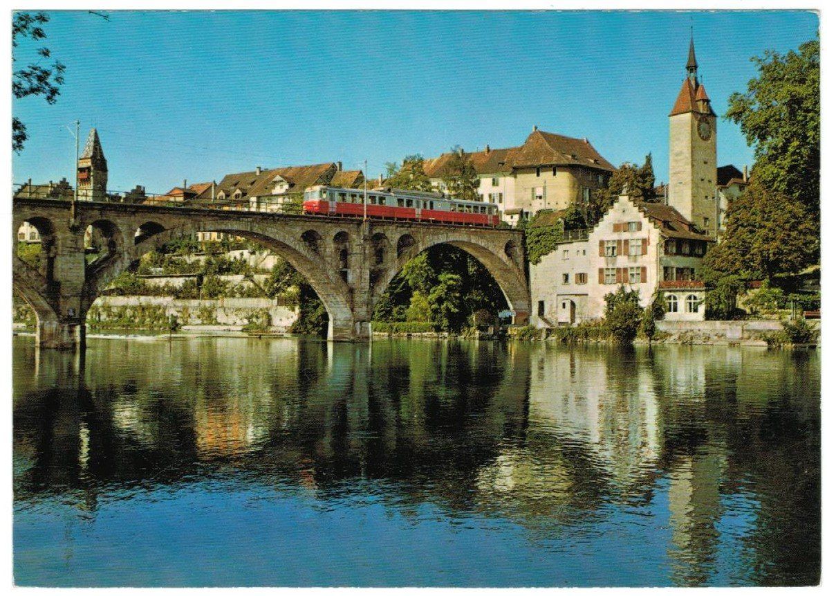 Ansichtskarten: AK Bremgarten AG mit Eisenbahn – Gebraucht aus Zürich von tol_b7c7