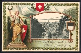 Fribourg, Teilansicht, Helvatia mit Schi